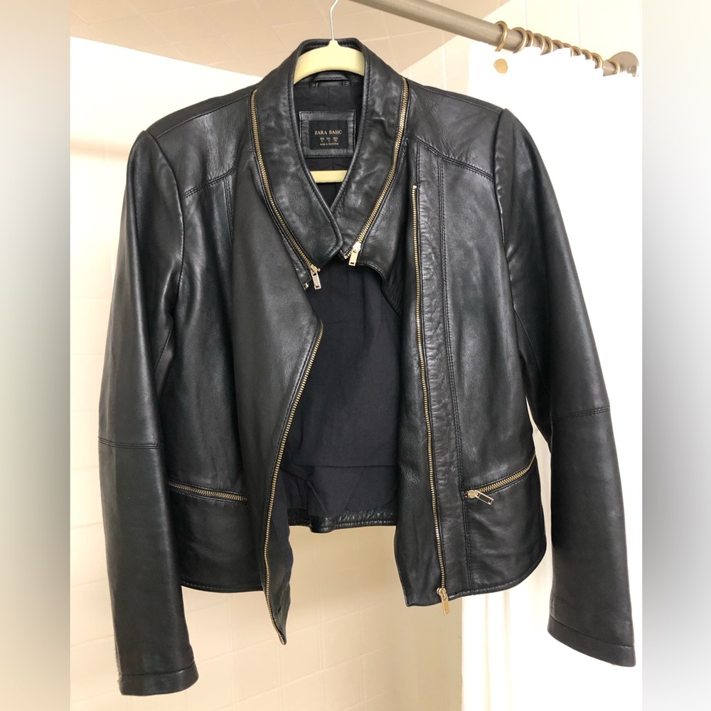 Zara Basic (real) sheepskin Leather Jacket.